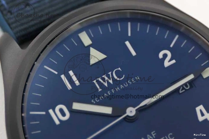 MIROTIME 1230 BestValue Mark XVIII IW328101 Black Ceramic M+F 1:1 Best Edition Blue Dial on Blue Nylon Strap A 7058